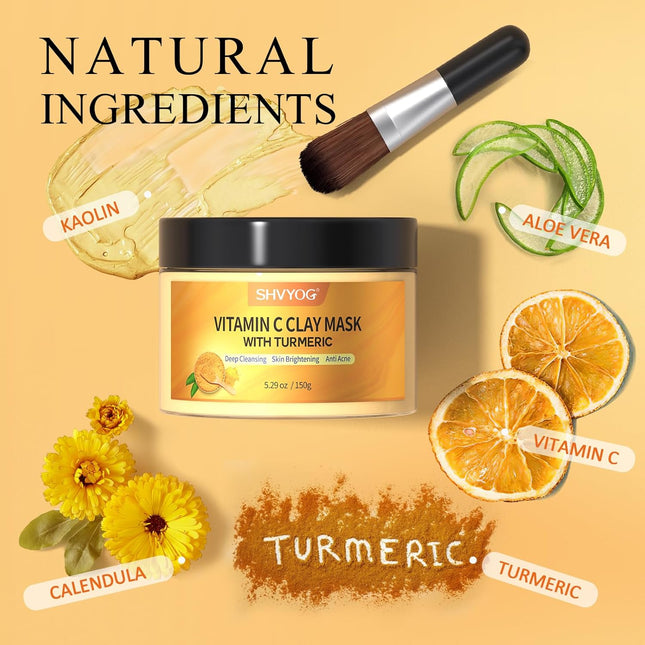 Turmeric Vitamin C Clay Mask – Deep Cleansing, Brightening & Pore Refining