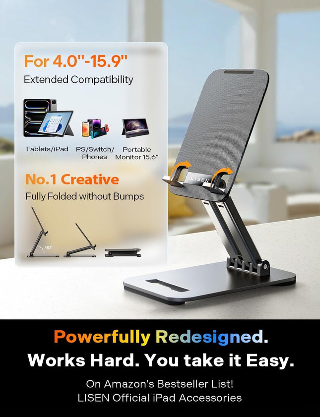 Universal Tablet Holder Stand – Portable Foldable Desk Mount for iPad Kindle Switch