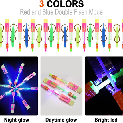 25 Sets LED Flying Toys with Slingshot Glow Helicopter Party Favors Kids