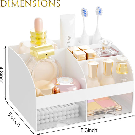 Makeup Organizer with 2 Drawers – Cosmetic & Skincare Storage White