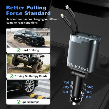 Car Charger USB-C 4-in-1 – Fast Charging Adapter, Travel Essentials