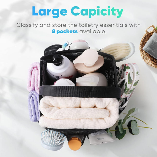 8-Pocket Mesh Shower Caddy – College Dorm, Gym, Beach & Travel Essentials