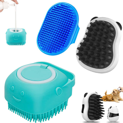 Dog Grooming Brush, 3-in-1 Adjustable Scrubber for Short & Long Haired Pets (Blue)