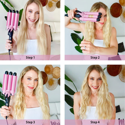 Triple Barrel Hair Waver Curling Iron with 2 Heat Settings for Women