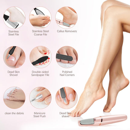 12-in-1 Electric Foot Callus Remover, Rechargeable Pedicure Kit for Dry Skin & Feet Care