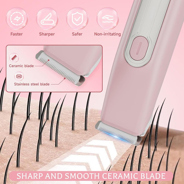 Women Electric Razor for Bikini & Face – Ceramic Blade, Waterproof, Travel