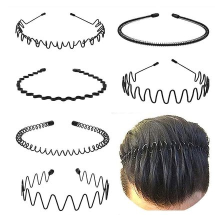 6-Pack Metal Hair Bands – Simple Elastic Headbands for Men & Women