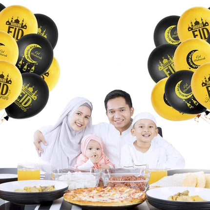 20PCS Eid Mubarak Latex Balloons Festive Print Party Decorations