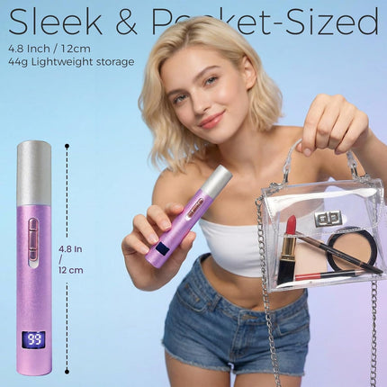 LED Display Eyebrow & Nose Hair Trimmer Rechargeable 2 in 1 Purple