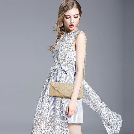 Clutch Purse for Women Evening Envelope Bag Sparkle Elegance Detachable Chain