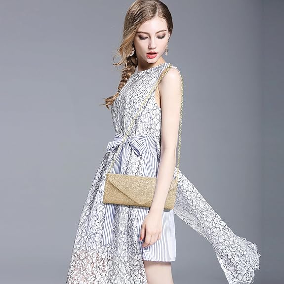 Clutch Purse for Women Evening Envelope Bag Sparkle Elegance Detachable Chain
