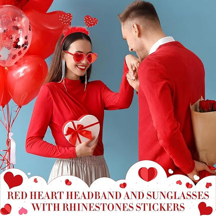 Valentine’s Day Heart Headband & Sunglasses Set: Photo Prop & Party Favors for Women