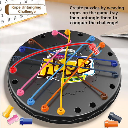 Rope Untangling Puzzle Game Mini Travel Strategy Board Game for Kids & Adults