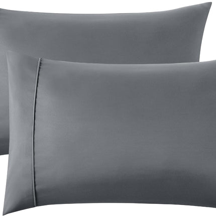 2-Pack Queen Pillowcases – Dark Grey, Double Brushed Microfiber, 20"x30"