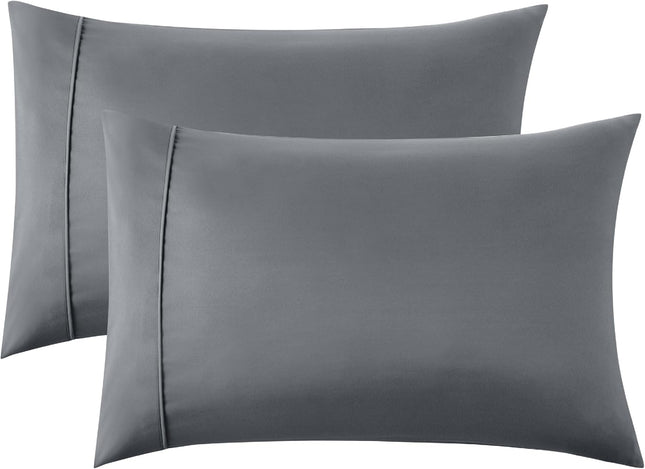 2-Pack Queen Pillowcases – Dark Grey, Double Brushed Microfiber, 20"x30"