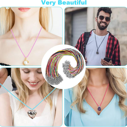 100PCS Leather Necklace Cord with Clasps 25 Colors 19.7” Jewelry Making Kit