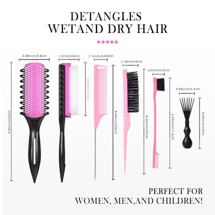 Curl Defining Brush Set – 3 Styling Tools for Men, Women & Kids, Pink