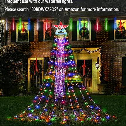Christmas Outdoor Meteor Shower Lights, 12-Inch 8-Tube Falling Rain Icicle Snowfall Lights