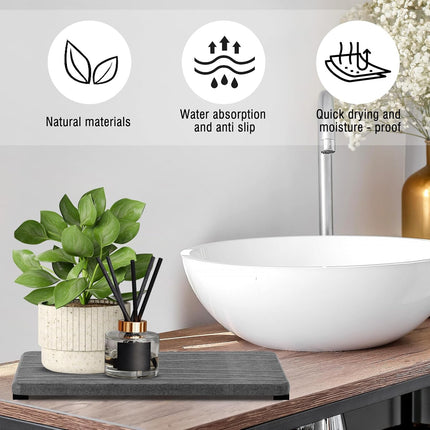 3-Piece Diatomite Stone Soap Tray Set Fast-Drying Water Absorbent Sink Counter Mats