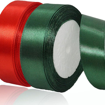 Christmas Satin Ribbon Red and Green 1 Inch 50 Yards Gift Wrapping and Decor