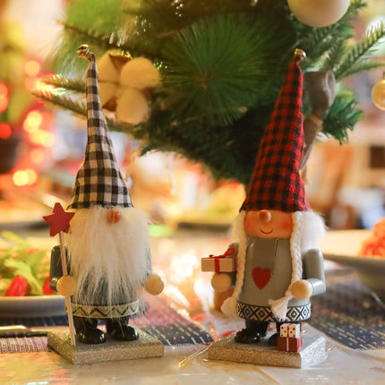 2 Set Handmade Wooden Nutcracker & Plush Gnome – Scandinavian Christmas Decor