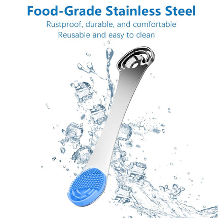 Tongue Scraper 3-Layer Stainless Steel Tongue Cleaner with Silicone Brush