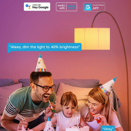 Color Changing Smart Bulbs 4-Pack, RGBWW, Music Sync, Alexa/Google, A19, 800LM