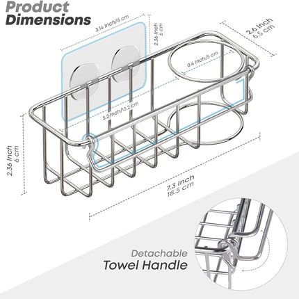304 Stainless Steel Sponge Holder Kitchen Sink Caddy Suction Adhesive