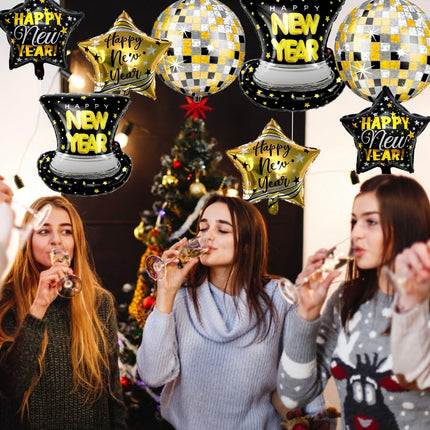Happy New Year 2026 Headband – Silver Star Glitter Hair Band for Party