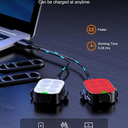 Bike Lights for Night Riding – Headlight & Taillight Set, USB Rechargeable