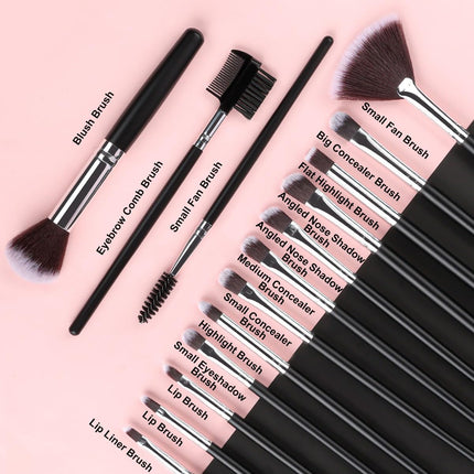 32-Pc Professional Makeup Brush Set – Foundation, Concealer & Eye Brushes, Black