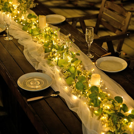 Green Wire 100 LED Fairy Lights – Battery & Remote, Warm White for Christmas