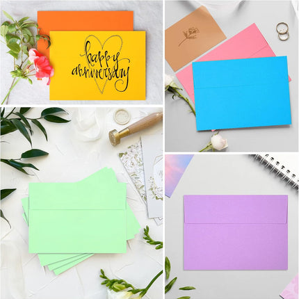 50 Pack Colored Envelopes, 5x7" A7 Invitation Envelopes for Weddings & Cards