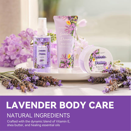 Body Mist Gift Set – Lavender Dreams Perfume, Lotion & Scrub for Her