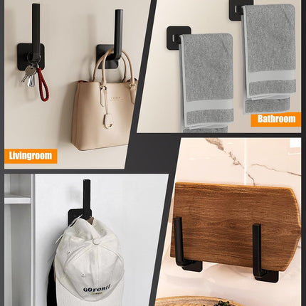 4 Pack Hat Rack Wall Organizer, Adhesive Hat Hooks for Baseball Caps, Black