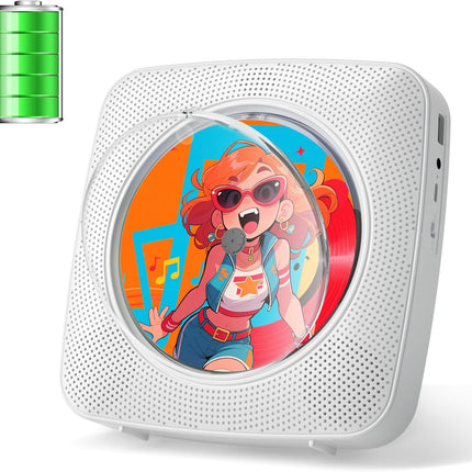 Portable CD Player with Bluetooth, Dual Speakers, Rechargeable 1800mAh