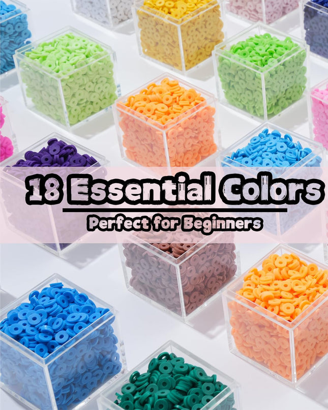 Clay Beads Bracelet Kit for Girls – 18 Colors DIY Friendship Bracelet Set