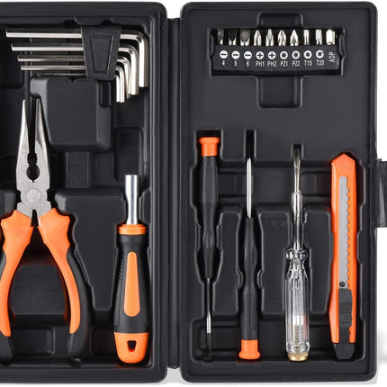 22pc Small Tool Kit with Toolbox for Household Repairs DIY & Garage Use