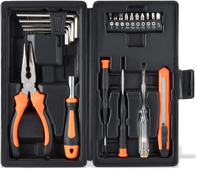 22pc Small Tool Kit with Toolbox for Household Repairs DIY & Garage Use