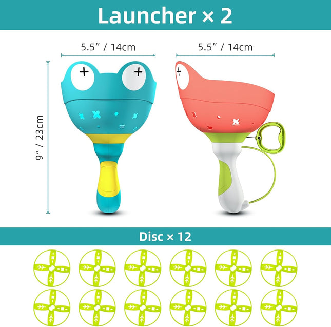 Flying Disc Launcher Toy – 2 Pack, Manual Catching Disk Game for Kids Ages 3-8