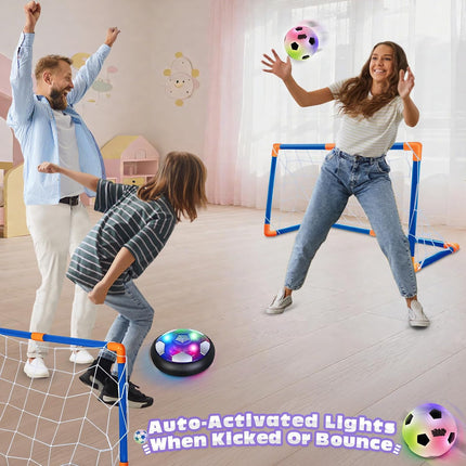 Kids Hover Soccer Ball Set with LED Lights, 2 Goals and Light-Up Ball Ages 3+