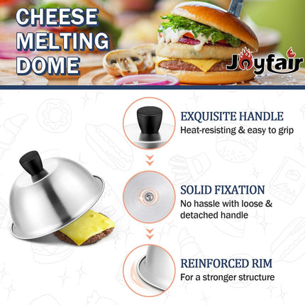 2PCS 6" Stainless Steel Basting Covers, Cheese Melting Domes for Griddle & Grill