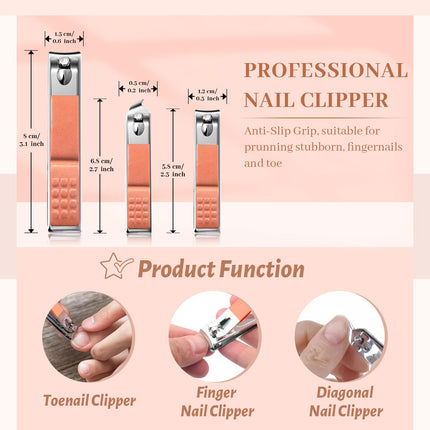 Rose Gold 12-in-1 Nail Care Set – Complete Manicure & Pedicure Kit for Travel