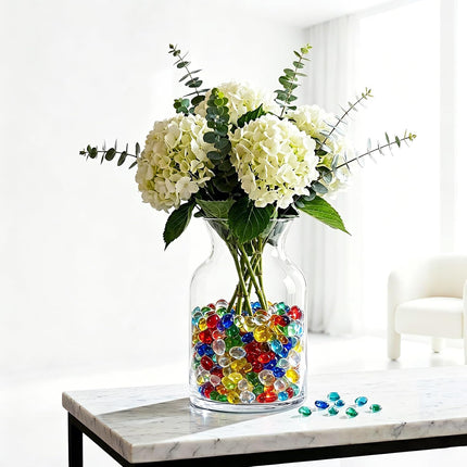 Colourful Sea Glass Stones 14oz Clear Glass Pebbles for Aquariums Vases Crafts Decor