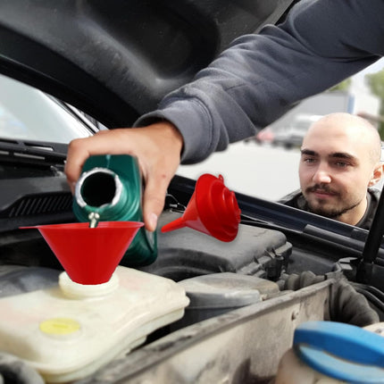 Plastic Oil Funnel Set of 5, Flexible Automotive Fuel Funnel with Long Hose