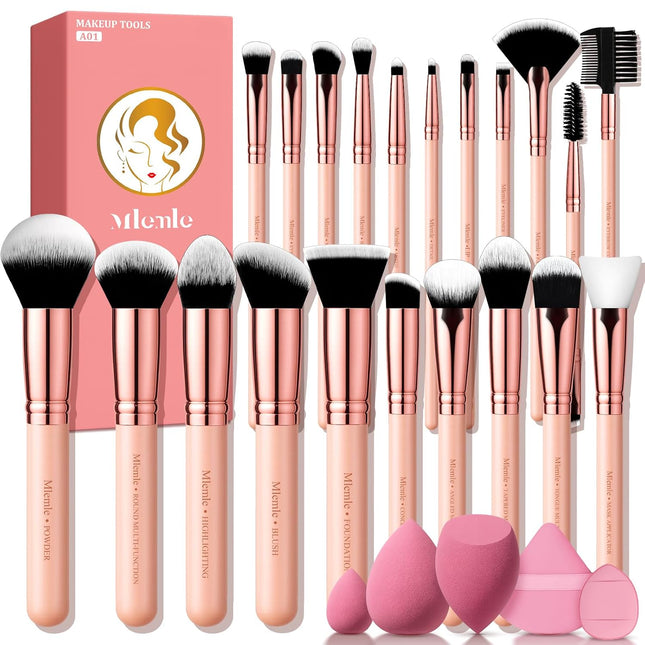 26Pcs Professional Makeup Brush Set, Foundation, Blush, Eyeshadow Brushes & Sponges