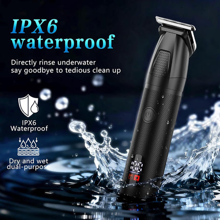 6-in-1 Manscape Body & Beard Trimmer for Men, Waterproof Rechargeable Grooming Kit, Type-C Dock