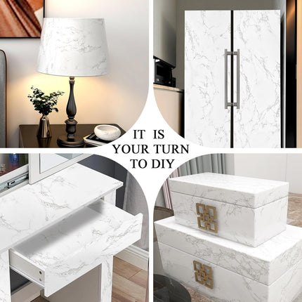 Peel-and-Stick Marble Contact Paper – Kitchen, Furniture, Wall, White/Grey