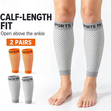 Orange Calf Sleeves 2 Pairs for Men and Women, Breathable Mid-Calf Leg Warmers for Sports