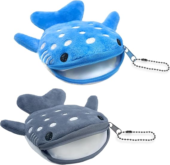 Whale Shark Coin Purse Keychain – Cute Plush Zipper Pouch, Handmade for Women